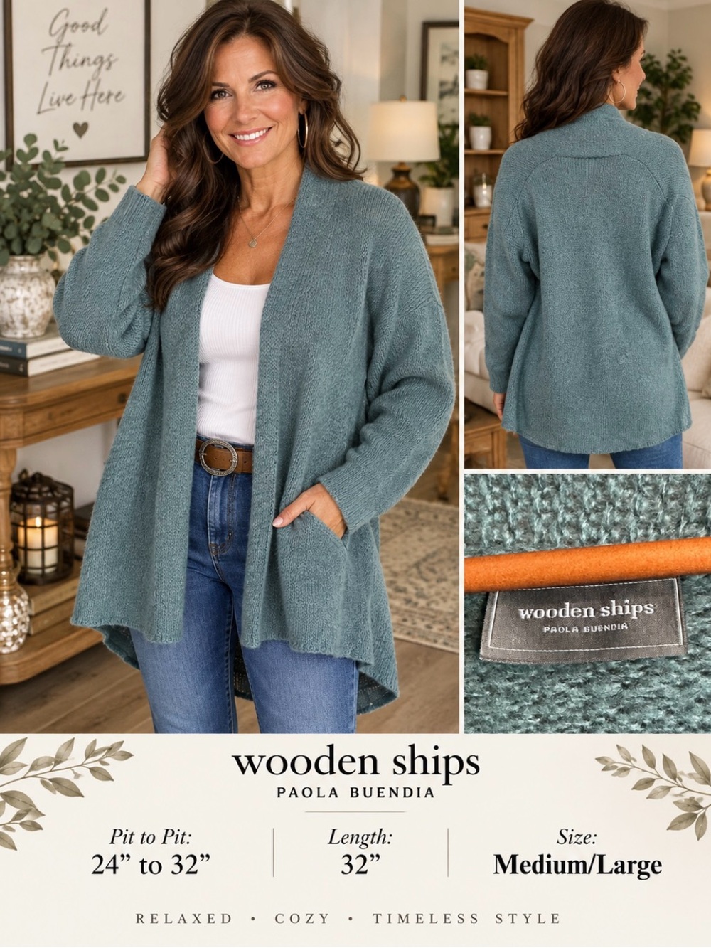 Wooden Ships Seafoam Green Cardigan